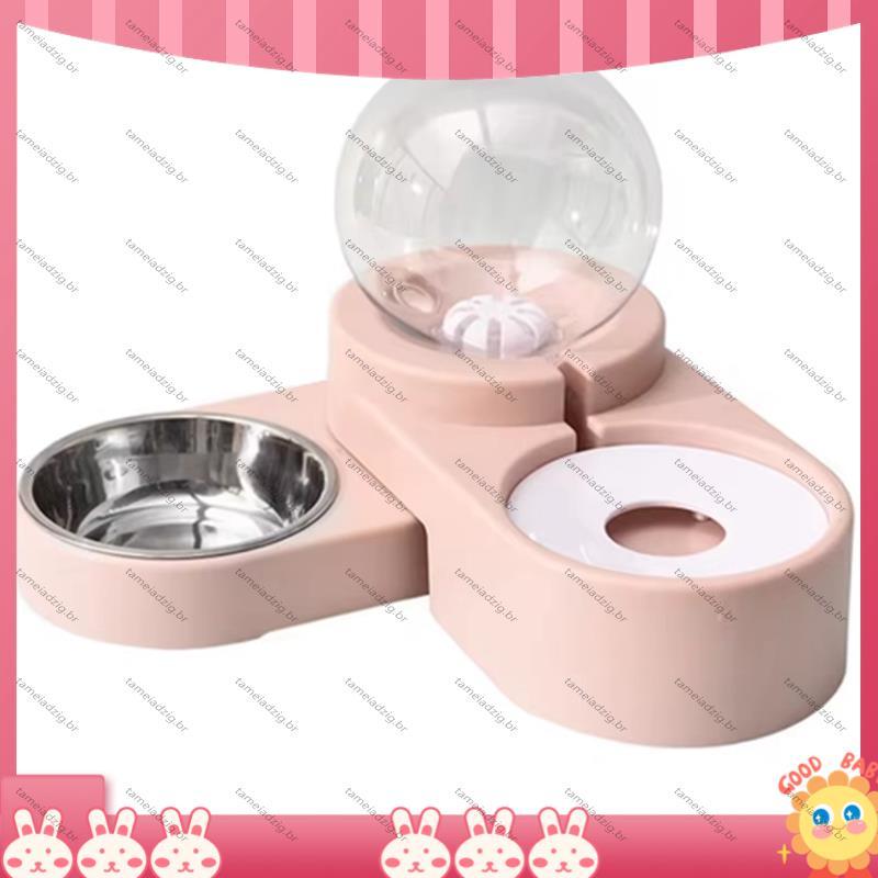 [Fast T] Pet Cat Dog Alimentador Automático Tigela Dispensador De Água Recipiente De Alimentos 1.8L Bebedouro Rosa
