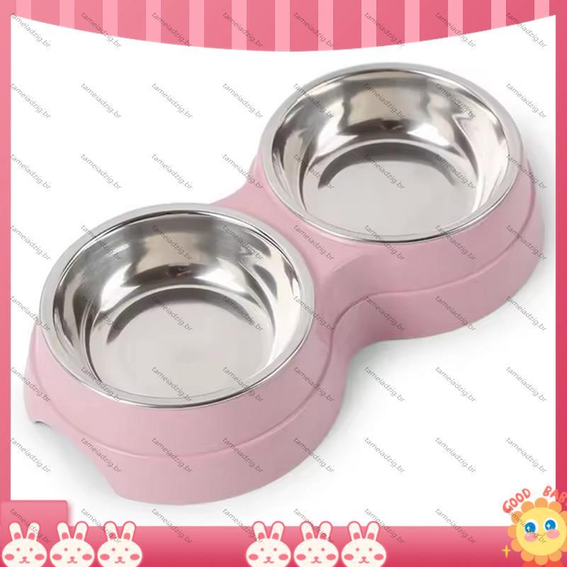 [Fast T] Tigelas Para Animais De Estimação Fofas Gatos Tigela Dupla Rosa