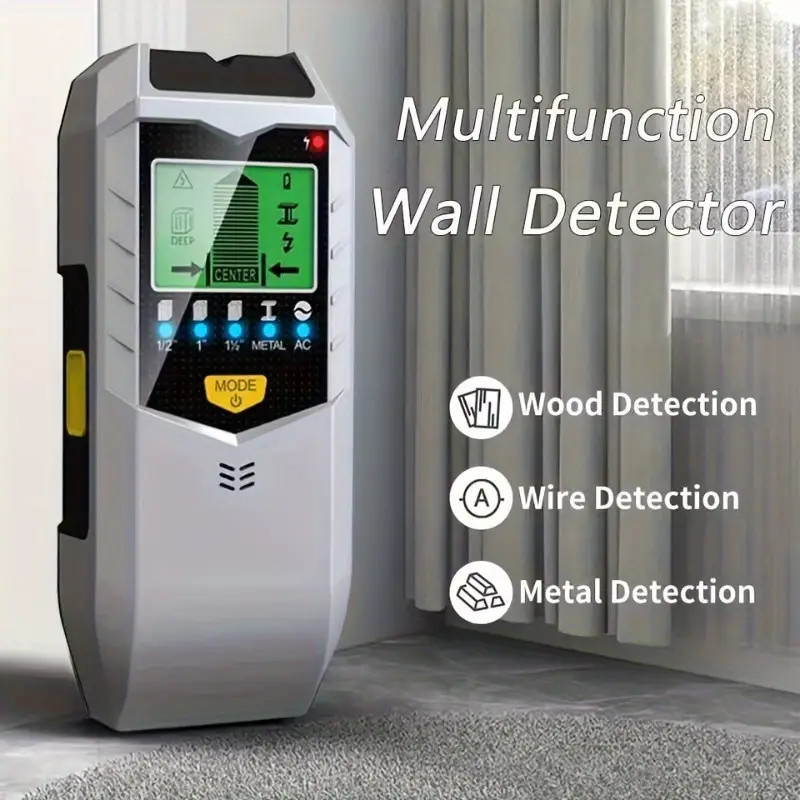 Detector De Parede 5 Em 1 Para Wood/Metal/Stud/AC Wire/Pipe Beam Com Tela LCD Digital E Alarme De Áudio no Pix