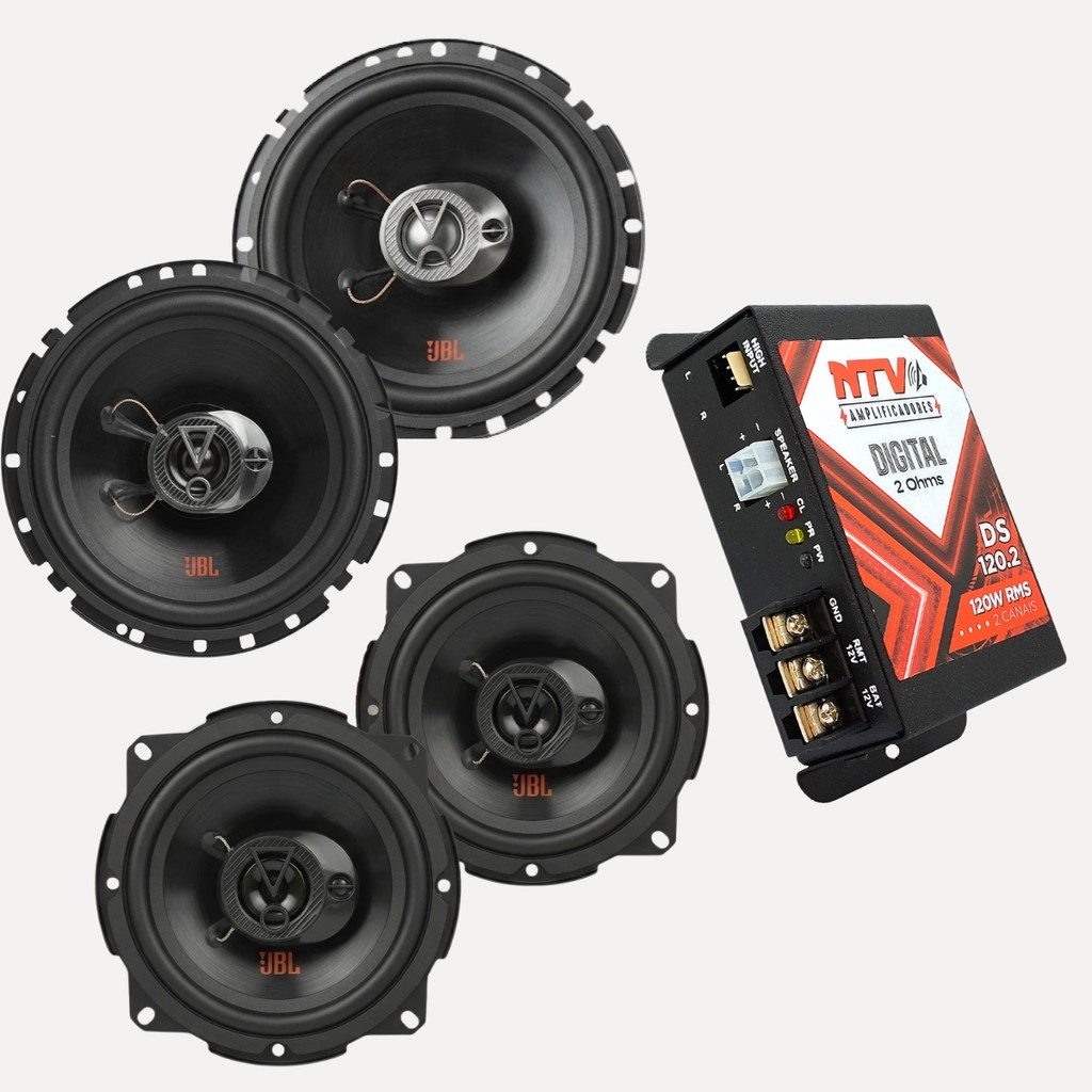 KIT SOM AUTOMOTIVO JBL 4 ALTO FALANTES 5 E 6 POLEGADAS + MÓDULO DIGITAL 120W RMS