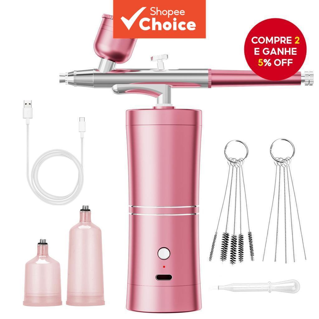 Kit De Aerógrafo Recarregável Portátil Com Mini Compressor , Design Sem Fio Para Cabelo , Unhas , Bolo , Maquiagem , Uso
