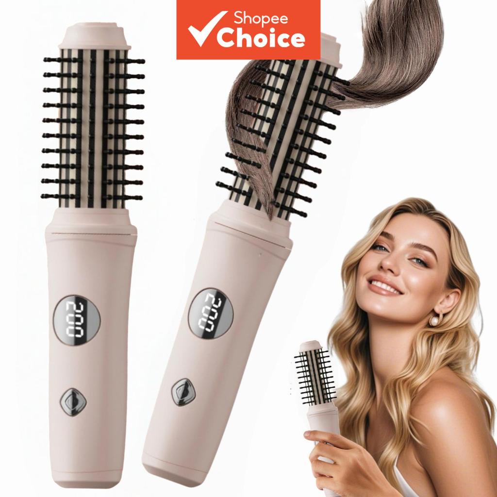Escova modeladora de cabelo sem fio, escova alisadora portátil de viagem mini, 3 em 1 multifuncional portátil, escova