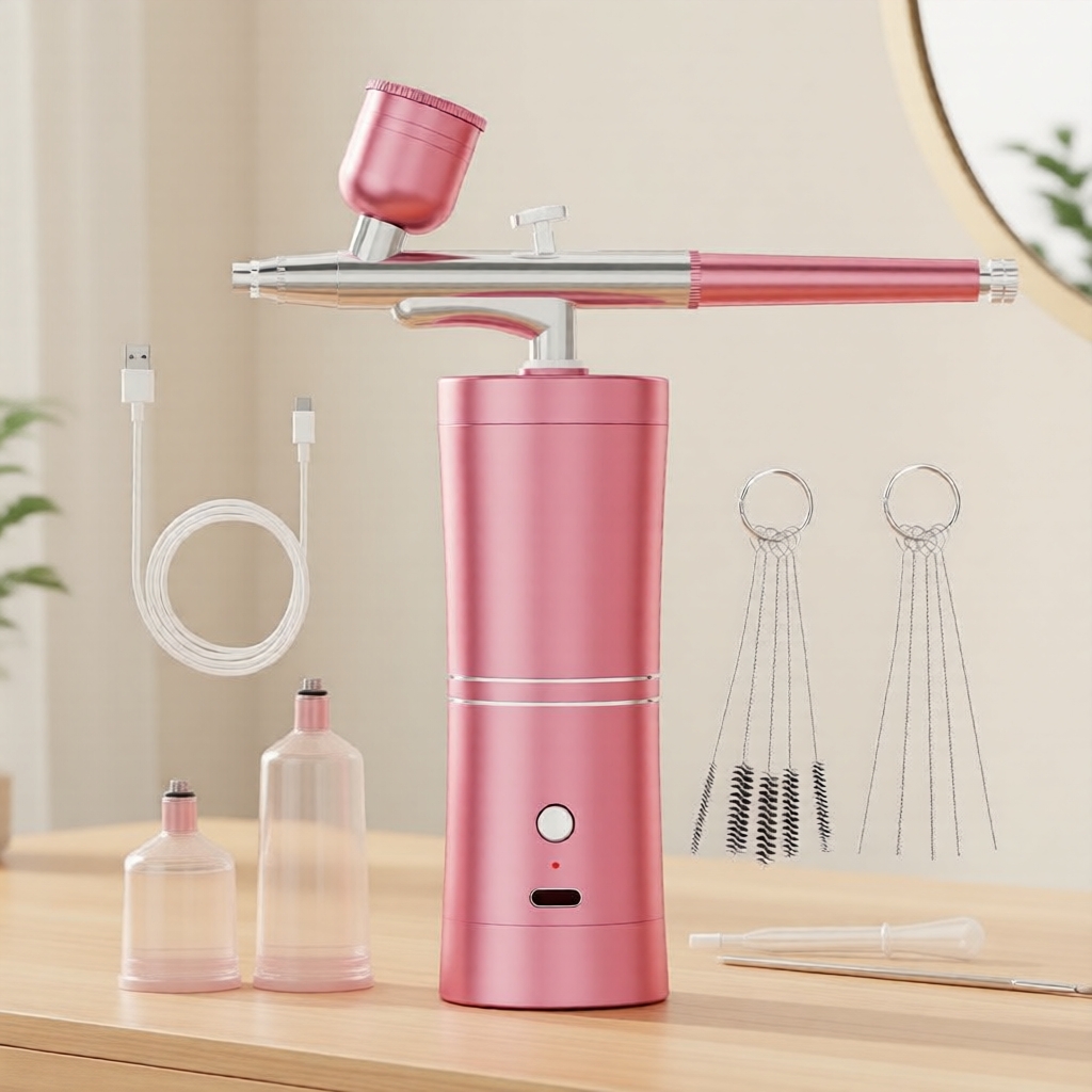 Conjunto de Aerógrafo Recarregável Compacto com Compressor Mini Sem Fio - Pronto para Cabelo, Unhas, Bolo e Maquiagem,