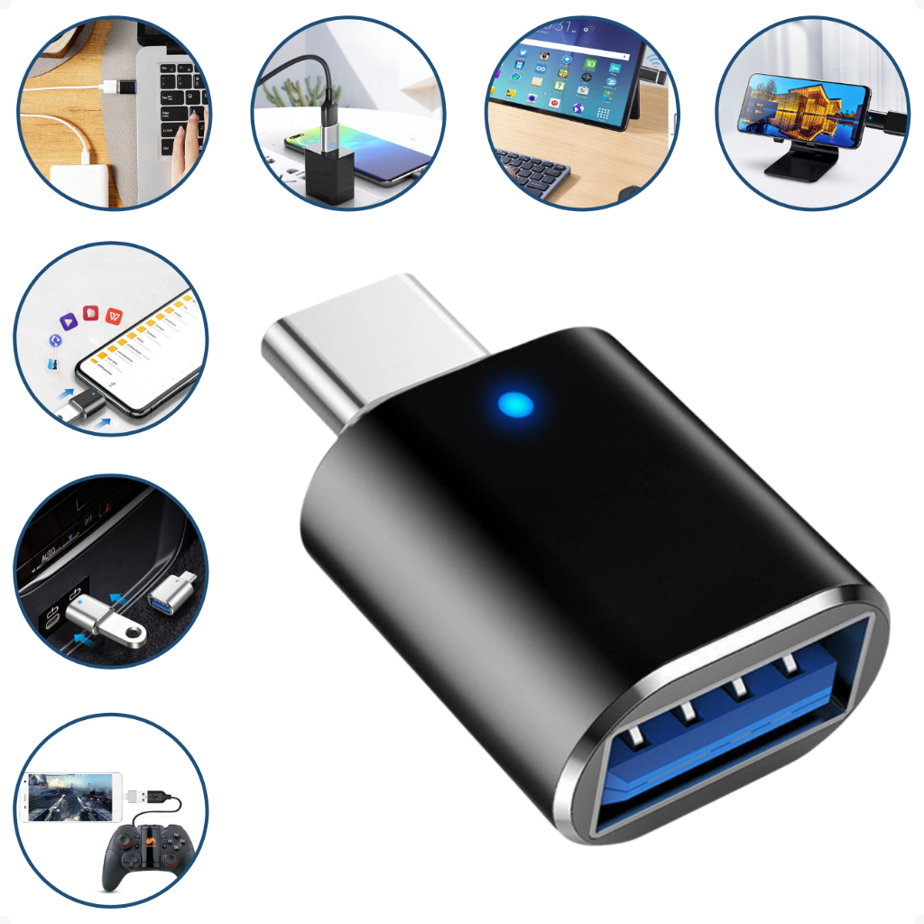 Adaptador OTG USB 3.0 Tipo C Conversor Dados Celular Tablet Notebook Pendrive Teclado Mouse Transferência Rápida Premium
