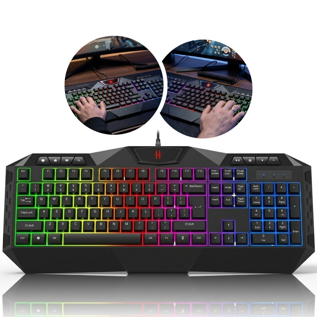 Teclado Gamer Semi Mecânico Resistente e com Iluminação LED Premium