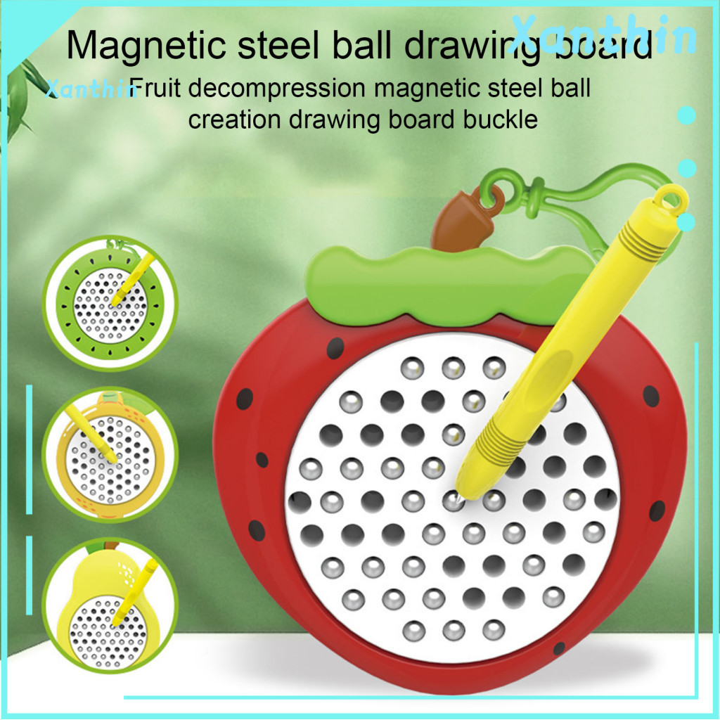 Magnetic Drawing Board Travel-friendly Sketch Pad Kids Beads Toy with Stylus Pen – Portable Fruit Tablet for Toddlers