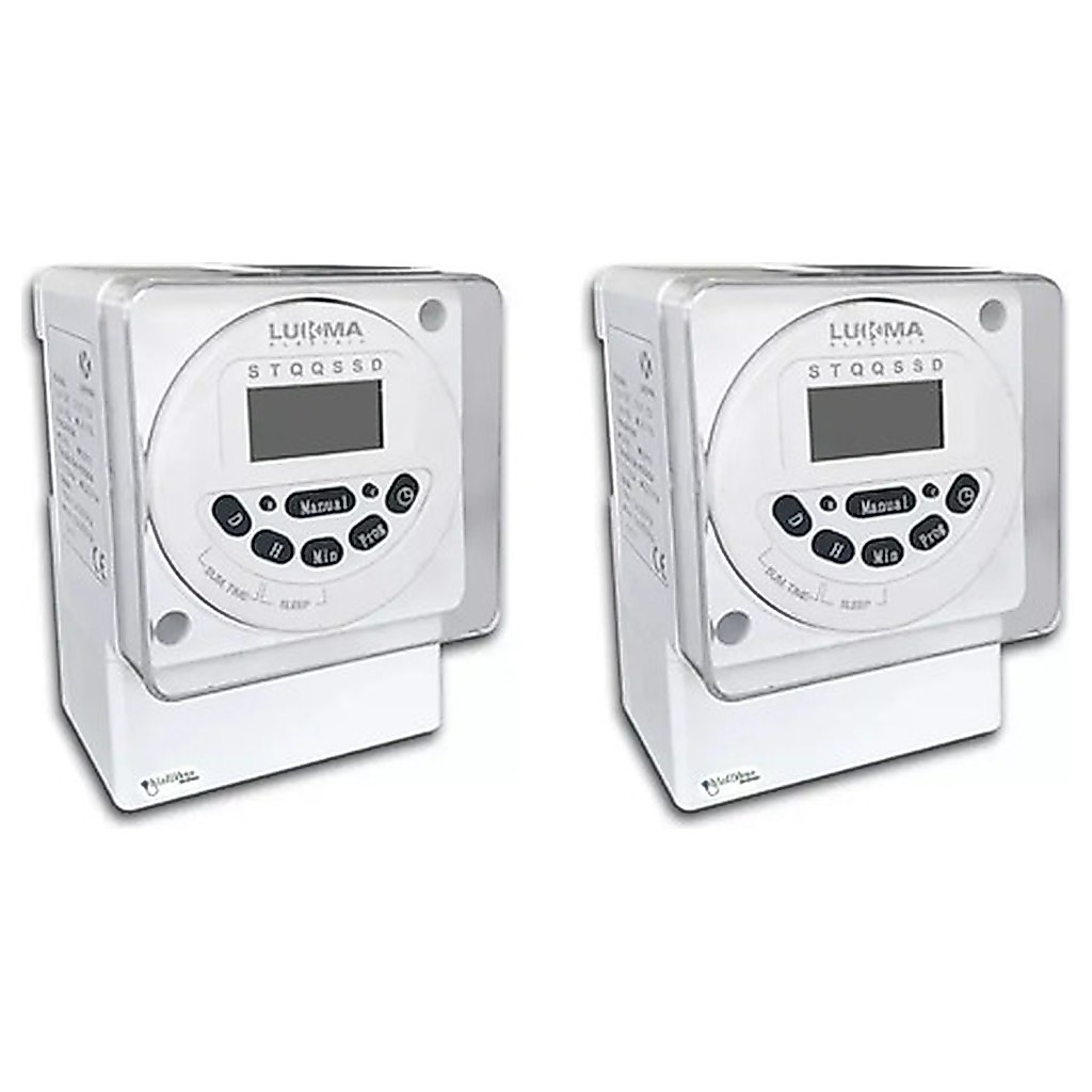 Kit 2 Programador Horário Digital Lukma LK-190 Timer 2200W 110V 220V 16 Programações Diárias Semanais Display LCD