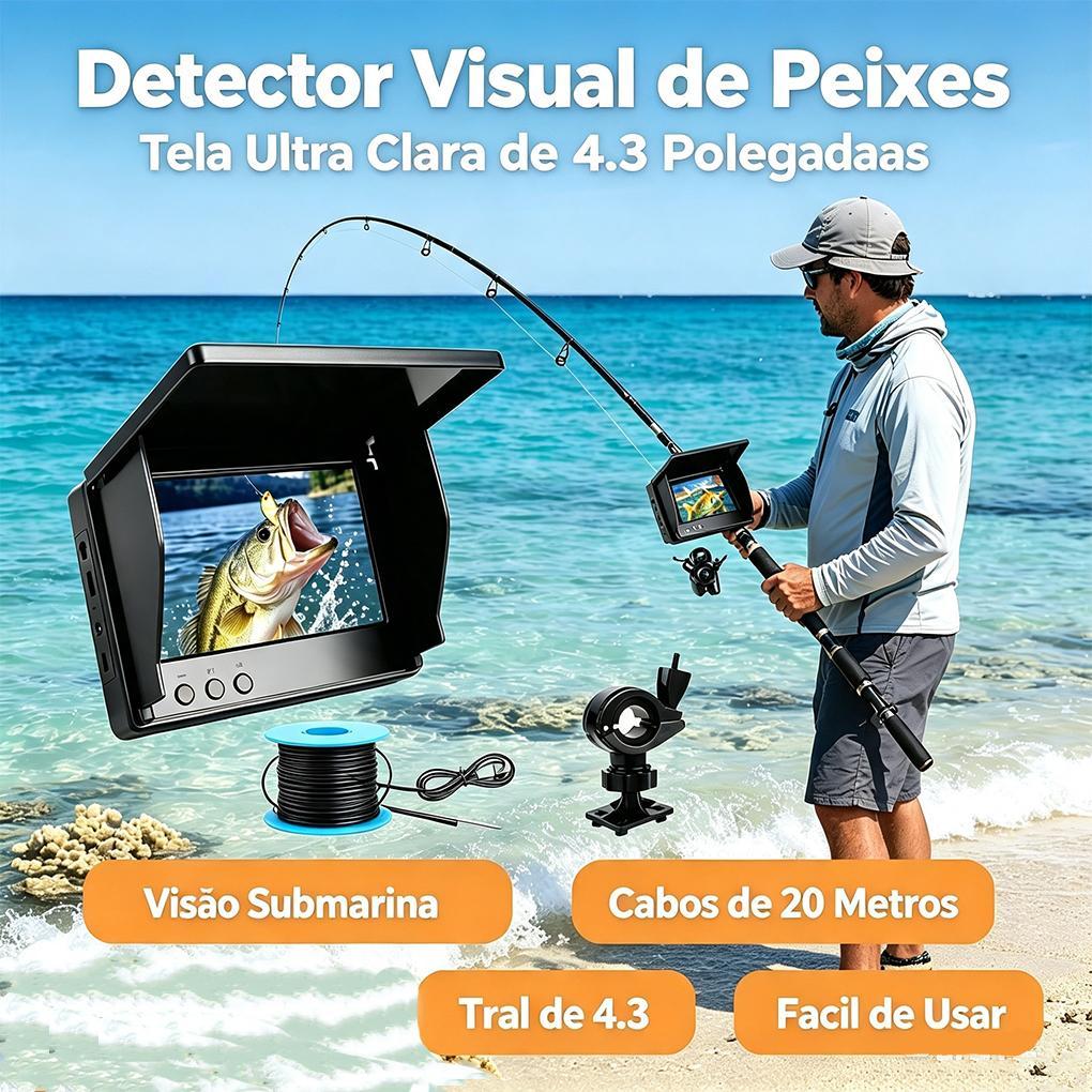 Monitor Pesca Câmera Subaquática Água Barco Peixe Underwater Fishing Camera LCD Fish Finder Waterproof Boat Cable 20m