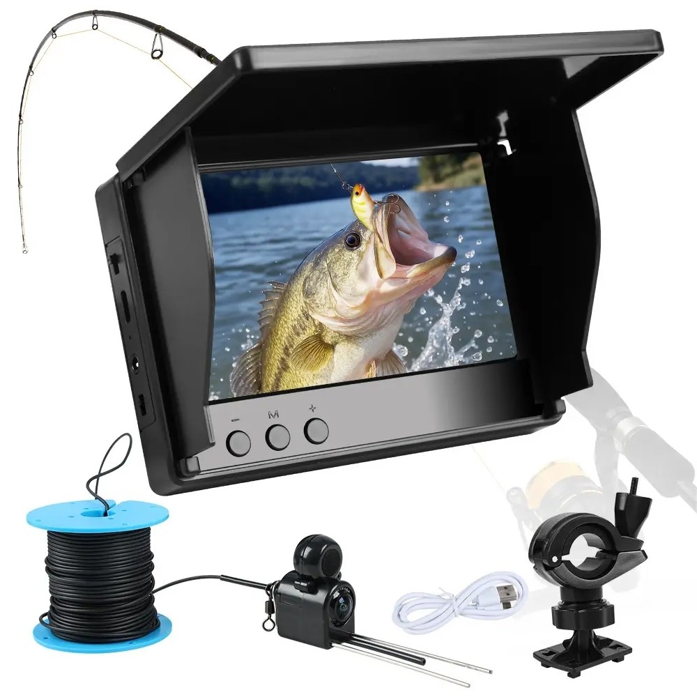 Monitor Pesca Câmera Subaquática Água Barco Peixe Underwater Fishing Camera LCD Fish Finder Waterproof Boat Cable 15m