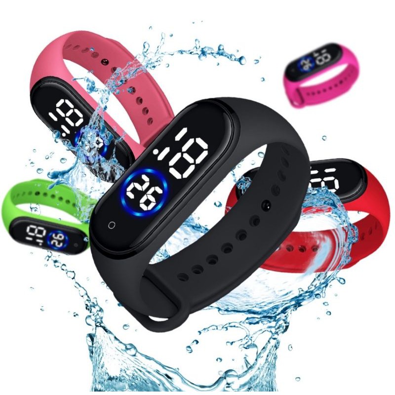 Relógios digital led Esportivo prova água Pulseira m4 m3 Colorido Adulto infantil tipo mi Band 4