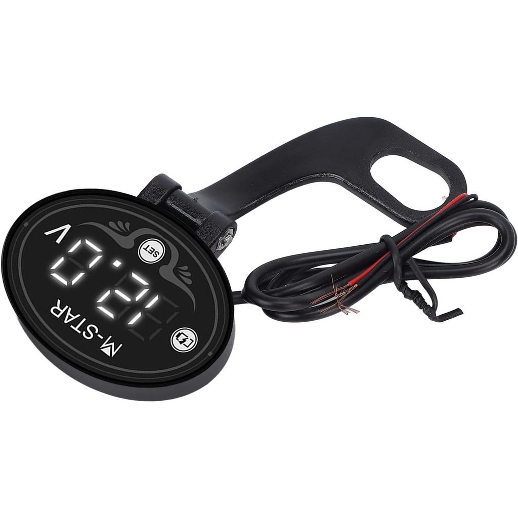 Motorcycle LED Voltmeter, Digital 9‑24V Smart Voltmeter Battery Meter Waterproof High Accuracy ABS Battery Monitor for V