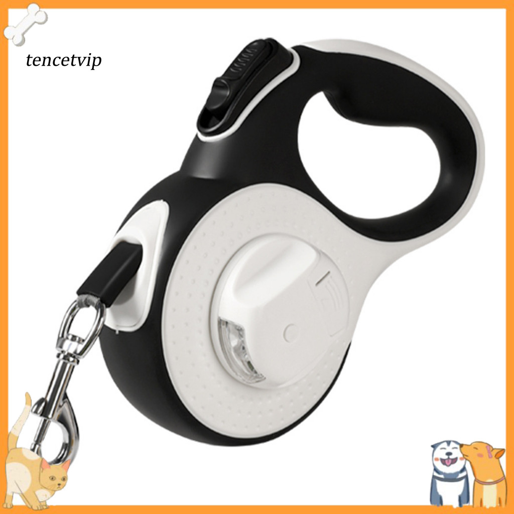 Nylon Dog Leash Retractable with Led Light 10ft 16ft Tape Ergonomic Handle One-button Control Tangle-free Durable Pet Le
