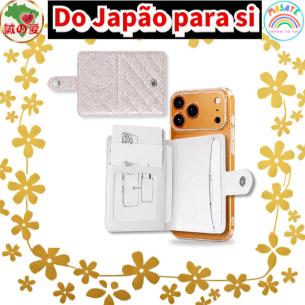 Smart Ryohin MagSafe Magnetic Card Holder, Slim Wallet Sleeve with Metal Ring for iPhone & Android, Holds Up to 3 Cards