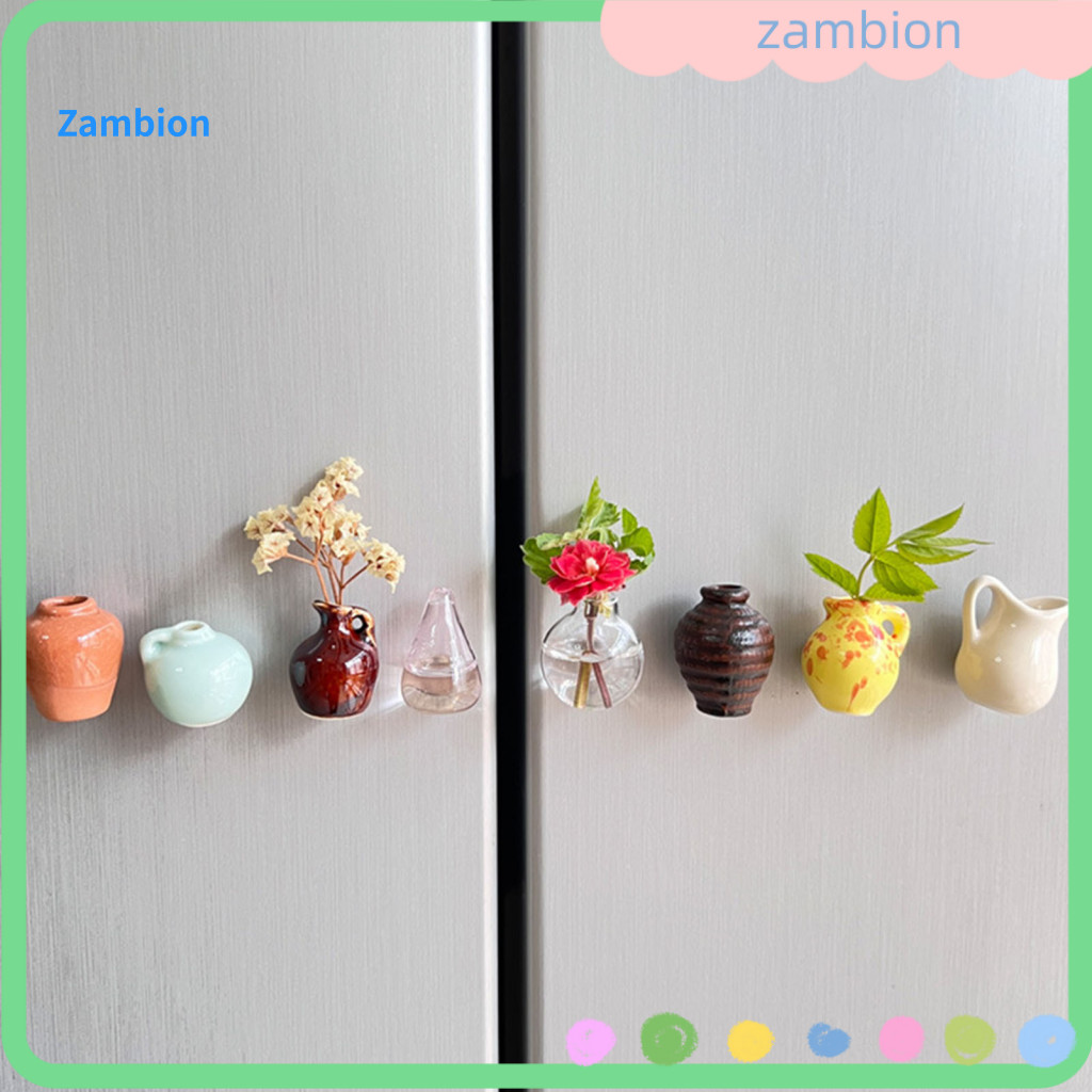 Vase Refrigerator Magnet Decor 3d Ceramic Flower Fridge Mini Plant Home Office Kitchen Locker Decoration Cute for Southe