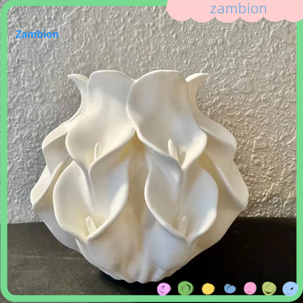 Cream Style Home Decor Matte Off-white Vase 3d Printed Calla Lily Mini White Decorative Planter for Dried Flowers Modern