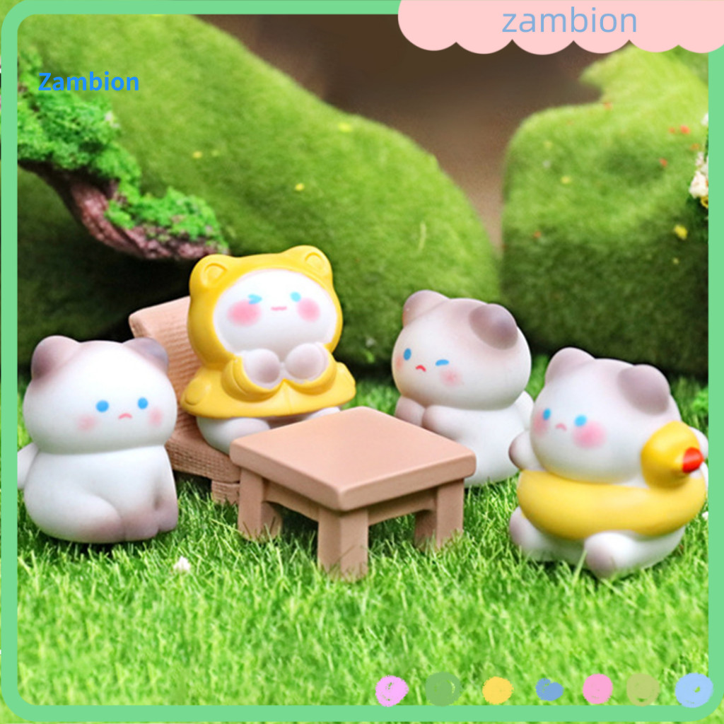 Resin Figurine Mini Cat Cute Cartoon Tiny Statue for Diy Moss Garden Dollhouse Decor Birthday Party Cake Topper Small Cr
