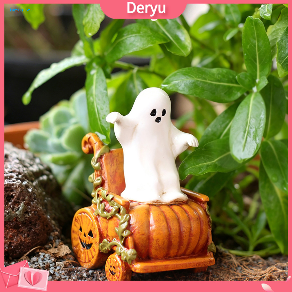Small Halloween Figurine Resin Ornament Ghost Pumpkin Cute Mini Statue Retro Decor for Home Table Planter for Southeast