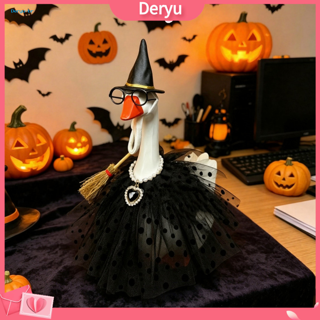 Goose Witch Accessories Halloween Outfit Costume for Mini Polka Dot Mesh Skirt Hat Broom Outdoor Garden Decor Festive Pa