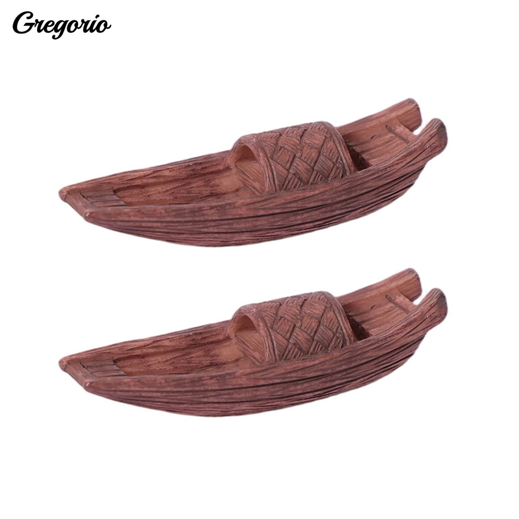 Mini Resin Sculpture Fish Tank Decor 2 Pcs Miniature Boat Figurines Ship Models for Fairy Garden Diy Micro Landscape San