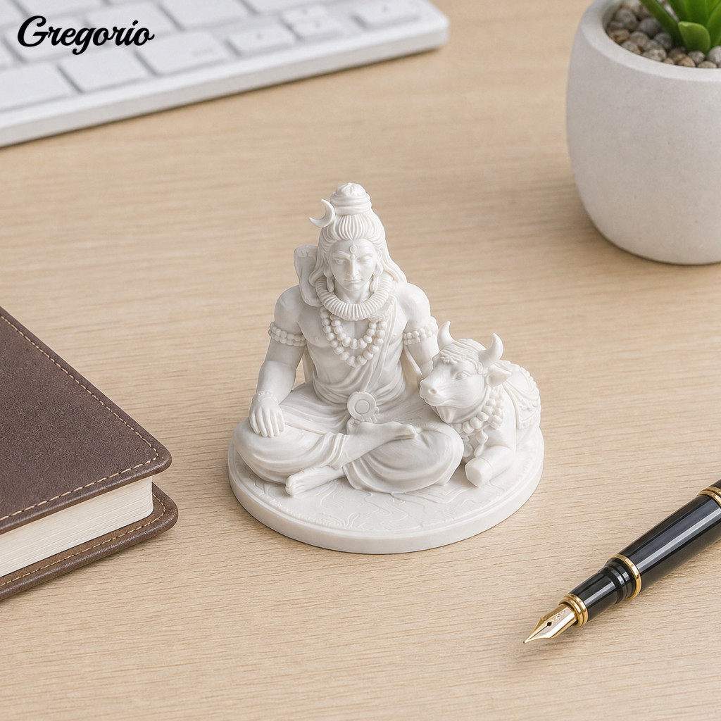 Cow Nandi Figure Buddhist Home Decor 3d Printed Mini Shiva Statue with Bull – Spiritual Desktop Meditation Gift for Yo