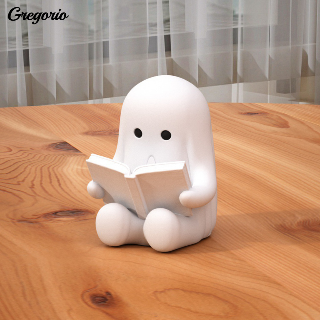 Ghost Figurine 3d Printed Cute Mini – Halloween Decor Sitting Statue for Bookshelf Desk Indoor Home Decoration Perfect