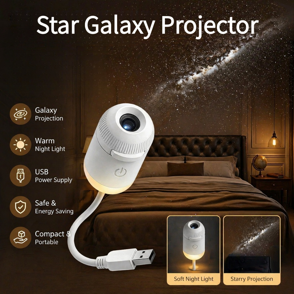 2 in 1 Mini Star Galaxy Projector and Night Light, Birthday Gift Bedroom Decor for Boys Girls