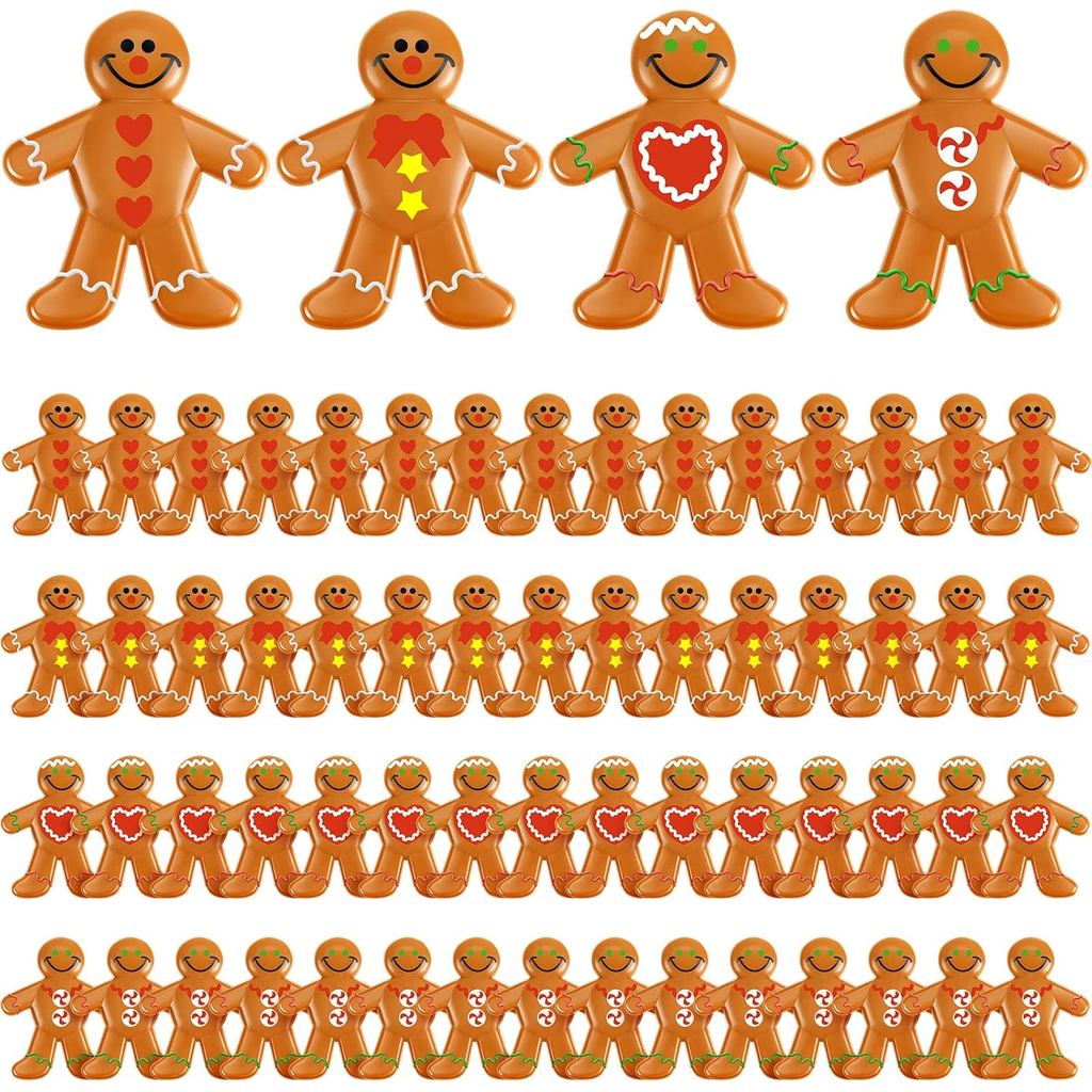 100 Pcs Christmas Gingerbread Man Ornaments Bulk PVC Gingerbread Figurines Mini Christmas Decor Ornaments for Party Deco