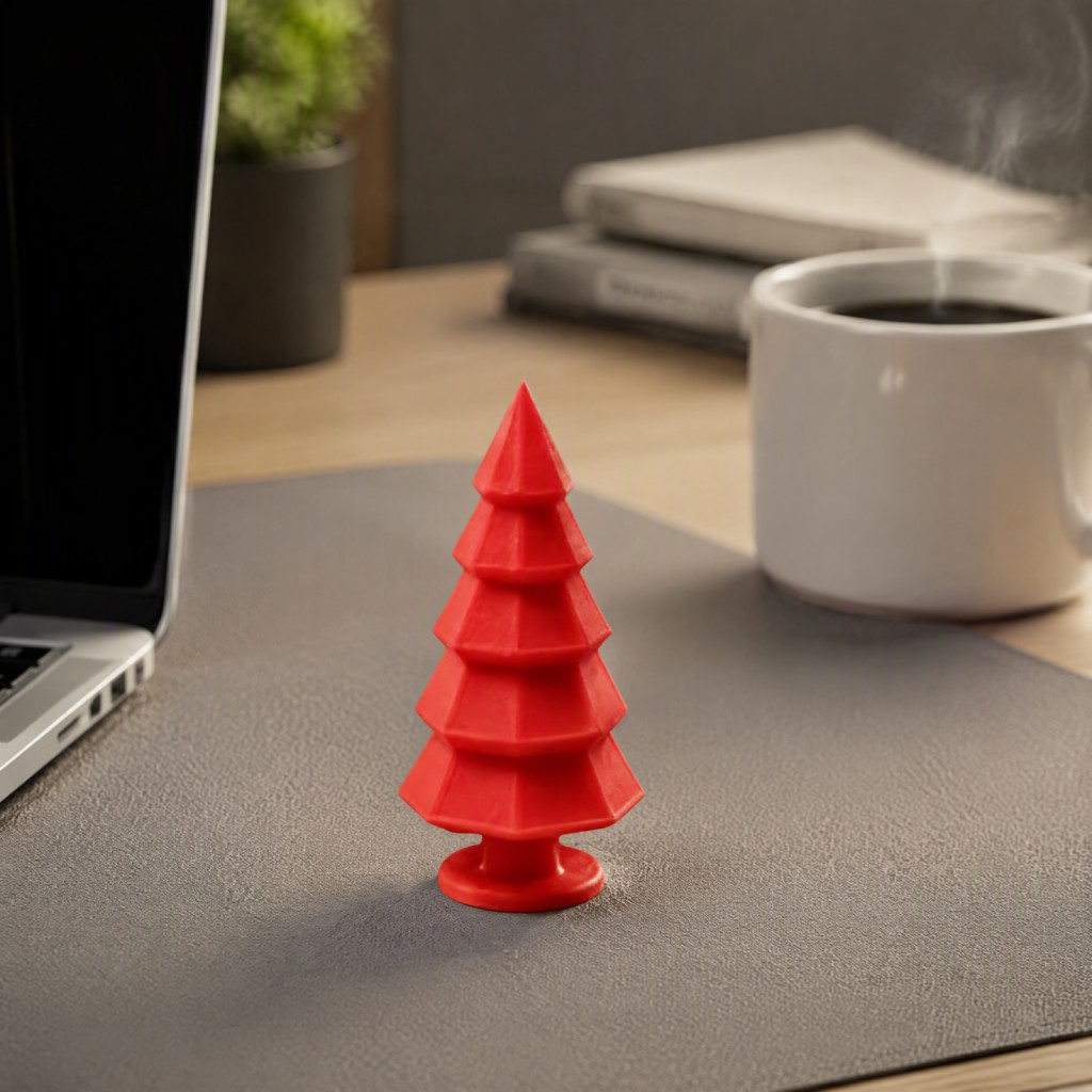 3d Printed Geometric Christmas Tree Figurine – Mini Tabletop Holiday Decor Modern Minimalist Xmas Ornament for Home Of
