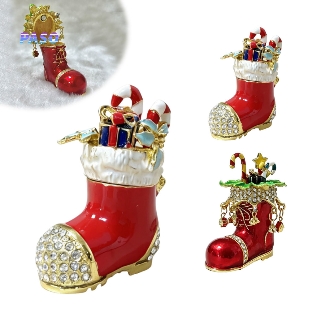 Magnetic Jewelry Case for Rings Christmas Storage Box Mini Boot with Rhinestone Decor Closure Enamel for for Southeast