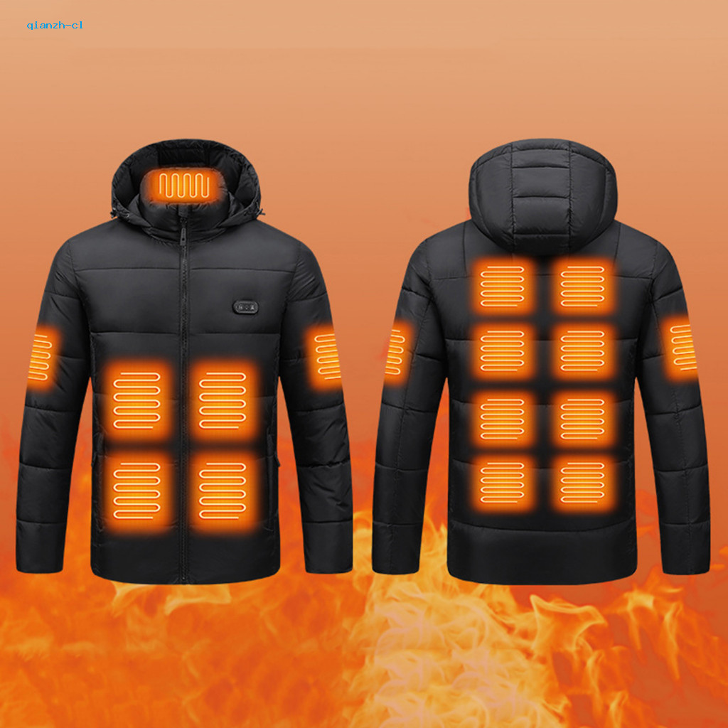 Graphene Electric Heating Cotton Coat Jacket with Three-level Temperature Control Usb for Men Women Stand Collar Hooded