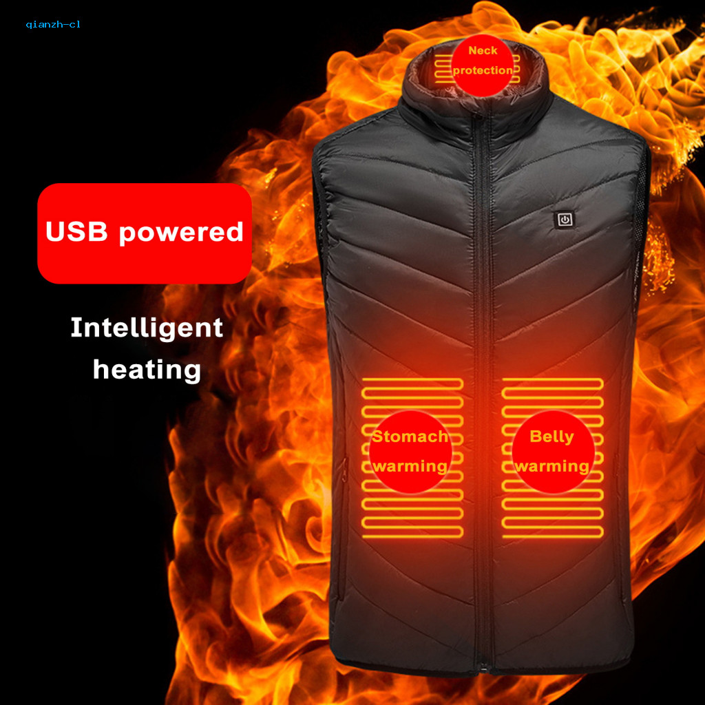 Heated Waistcoat Unisex Vest Jacket Men Women Usb Thermal Electric Warm Stand Collar Sleeveless Zipper Placket Winter Hi