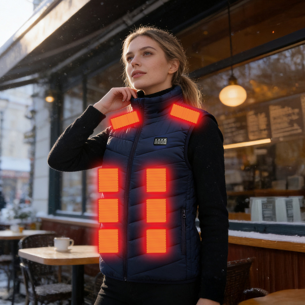 Heated Hunting Vest Men's Electric Thermal Jacket 23 Heating Zones 4 Adjustable Heat Levels Overheat Protection Machine