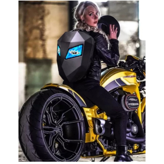 Mochila Motoqueiro Com Led Bluetooth Smart Bag Aprova Agua