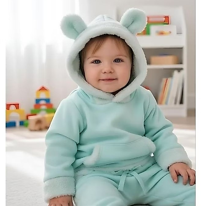Conjunto Infantil Bebê Menina Moletom Pelúciado Floquinho bem Quentinho Mini Mundi