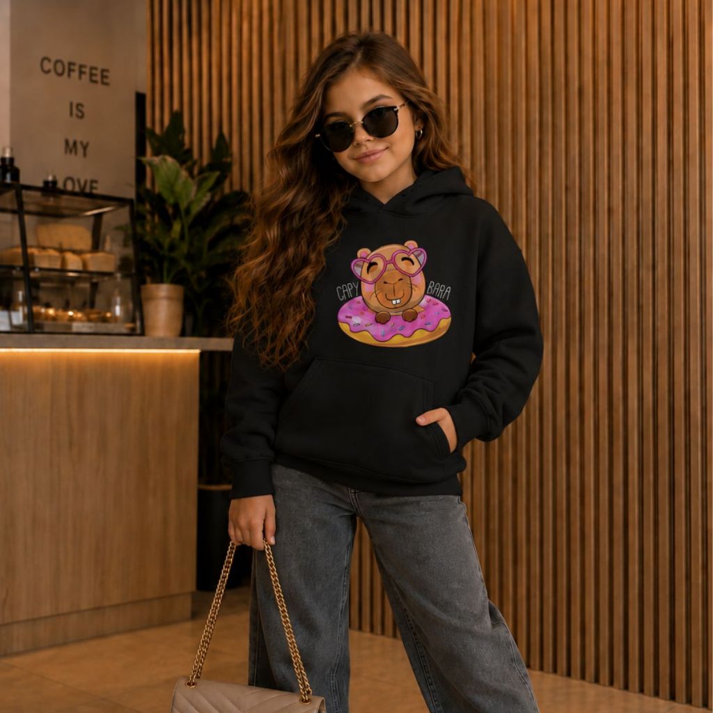 Casaco Moletom Infantil Capivara Peluciado Mini Diva Blusa Frio Juvenil Quentinho Feminino Inverno Moda Infantil