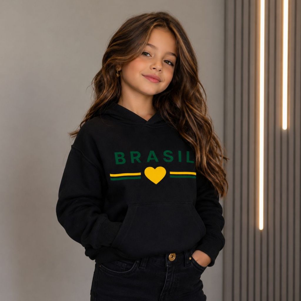 Blusa De Frio Do Brasil Moletom Brasileira Infanto Juvenil Copa Novidade Mini Diva