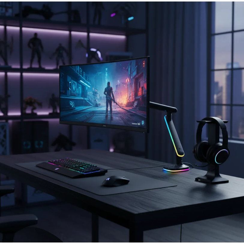 Suporte Monitor Rgb Gamer Attack 32 Usb Tipo C 2.0
