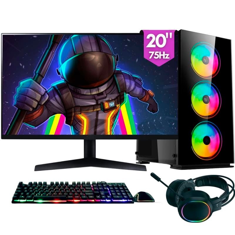 Computador Gamer completo 2Eletro RGB, Intel Core i7, 16GB, SSD 256GB, Monitor 20