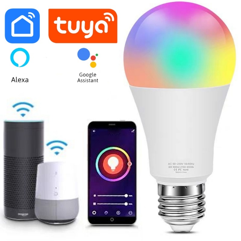 Lâmpada Inteligente Smart Compativel Alexa Google Assistente App TUYA Bulbo E27 Rgb