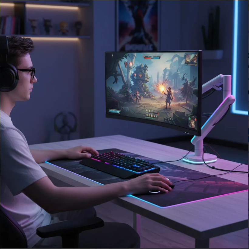 Suporte Monitor Rgb Gamer Attack 32 Usb Tipo C 2.0