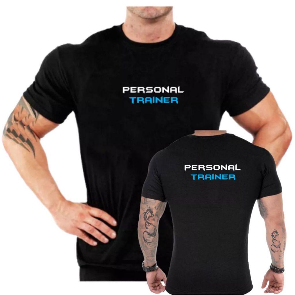 Camiseta Masculina Personal Trainer Dry Fit blue Fit smart Fit academia
