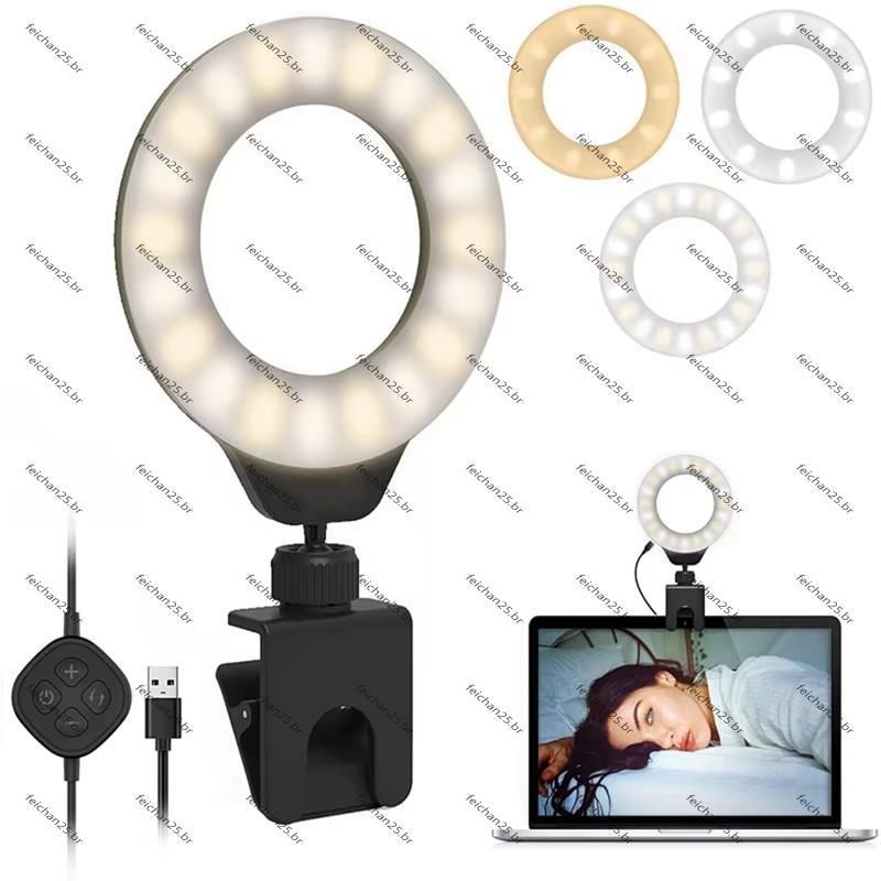 [Fast F] Ajustável LED Selfie Light Vedio Lamp Com Clipe No Computador Portátil Para Transmissão Ao Vivo , Autotransmiss