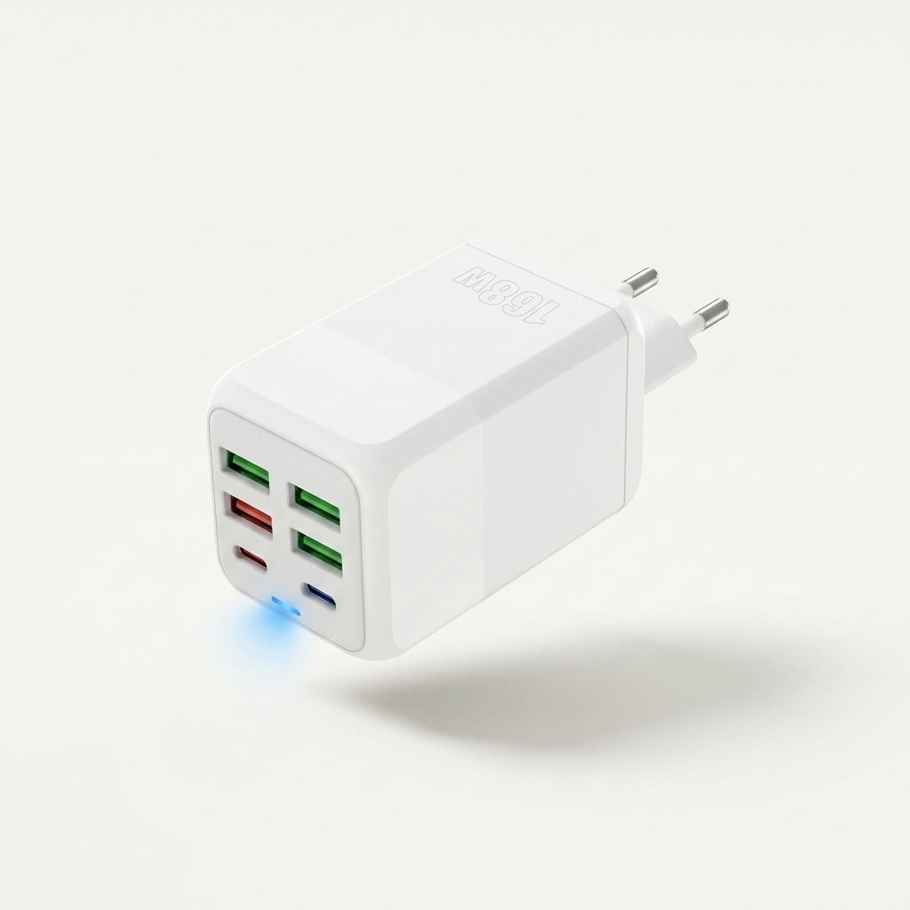 Carregador Turbo 168W 6 Portas USB-C PD Fast Charge LED