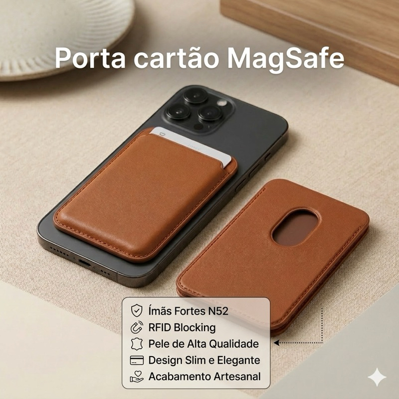Suporte Porta Cartão Couro Ecológico MagSafe para celular magnético Diversas Cores Bilhete único, cartão ENVIO IMEDIATO