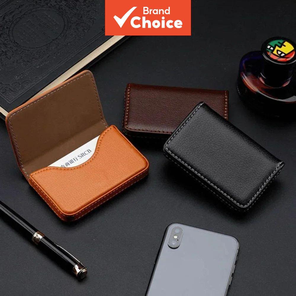 Porta-cartões de couro PU costurado - Fecho magnético, ideal para cartões de crédito/negócios masculinos e femininos