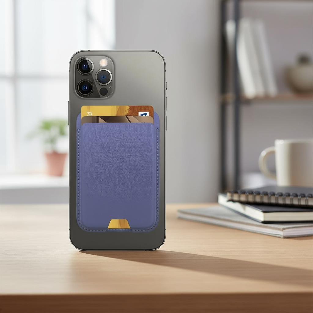 Carteira de iPhone com MagSafe, suporte magnético para cartões para mulheres, carteira adesiva para celular.
