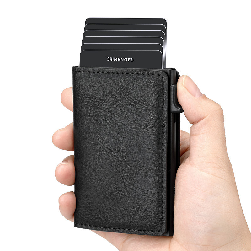 Carteira RFID de Fibra de Carbono para Homens, Suporte de Cartão Magnético de Liga de Alumínio com Clipe de Dinheiro,