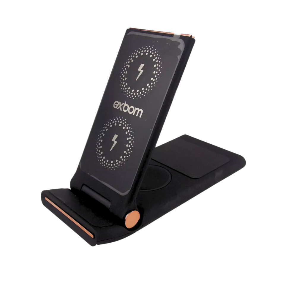 Base 3 em 1 Wireless Exbom TQI-F63 – Carregamento Rápido