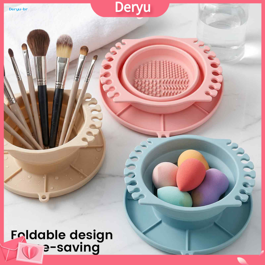 Foldable Silicone Brush Washer Practical Gift for Artists Cleaner Cup with Texture – Compact Portable for Watercolor M