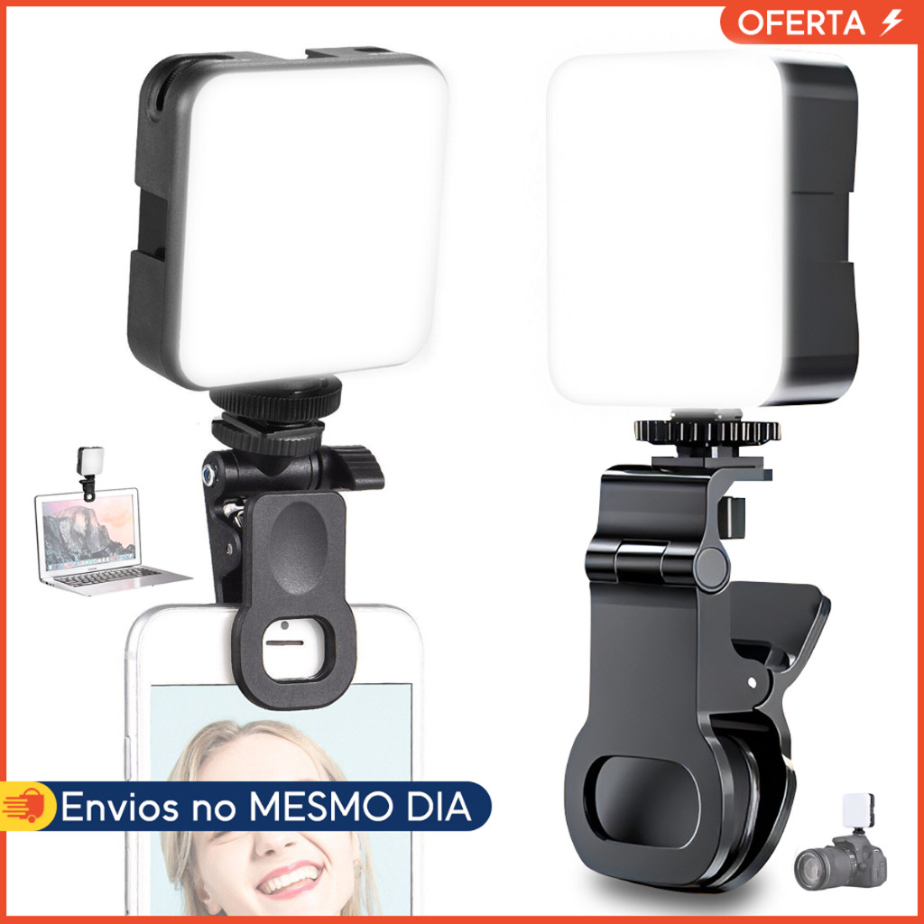 Luz de Preenchimento Mini Ring Light Selfie Square Iluminador Portátil Celular Quadrado